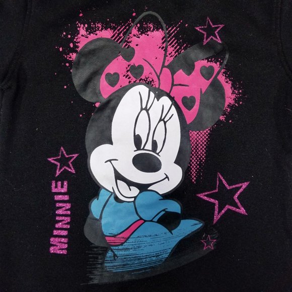 Disney Minnie Mouse Black & Sparkling Pink Hoodie - Picture 2 of 9